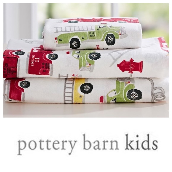 Pottery Barn Kids Bedding Pottery Barn Kids Fire Truck Flannel Sheets Twin Poshmark